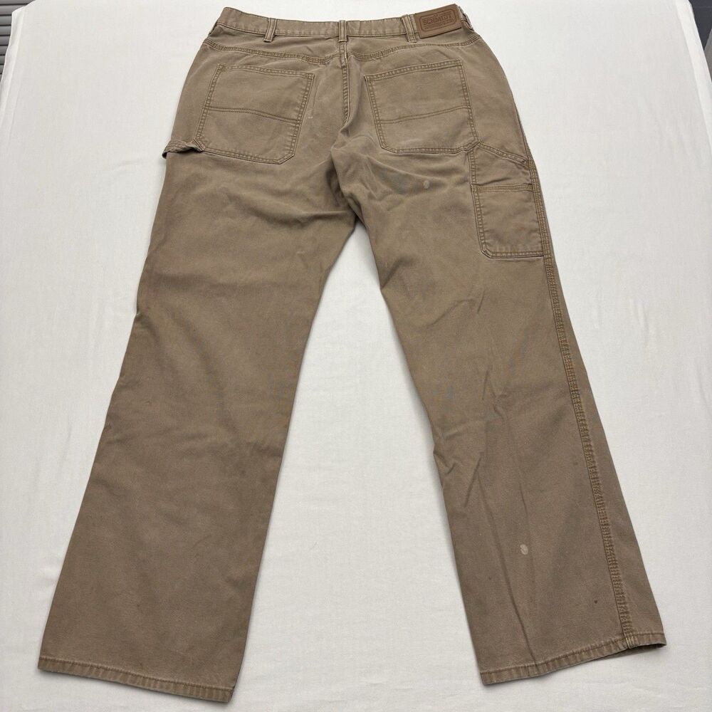 CE Schmidt Workwear Utility Brown Canvas Carpenter Cargo Pants Size 36x34 Rugged